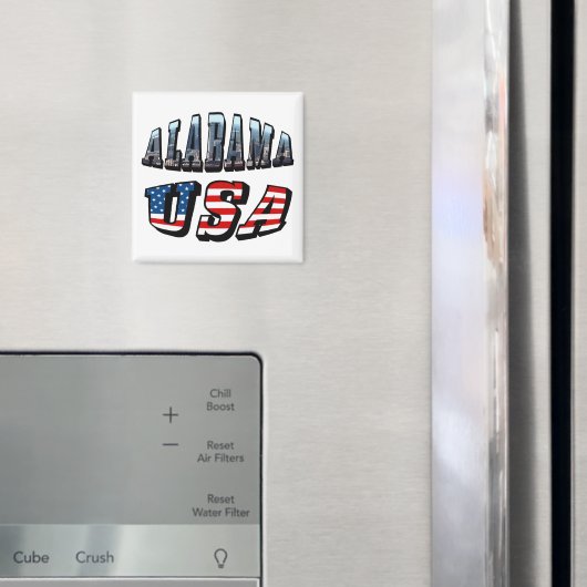 Aimant Alabama Photo et USA Flag Font (In situ (réfrigérateur))
