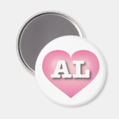 Aimant Alabama Pink Fade Heart - J'aime AL (Recto/Verso)