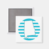 Aimant Alabama State Outline Retro Circle bleu (Recto/Verso)