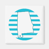 Aimant Alabama State Outline Retro Circle bleu (Devant)