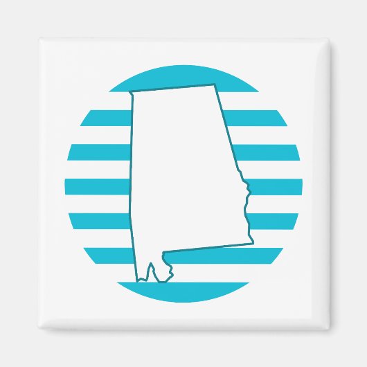 Aimant Alabama State Outline Retro Circle bleu (Devant)
