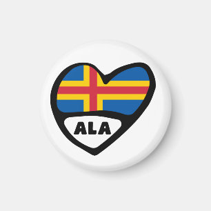 Aimant Åland Islands Country Code Flag Heart ALA