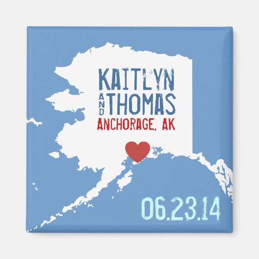 Aimant Alaska Enregistrer la date - Ville personnalisable (Devant)