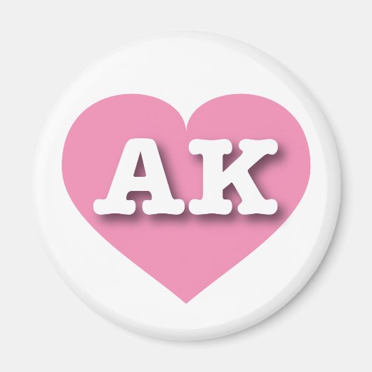 Aimant Alaska Solid Pink Heart - J'aime AK (Devant)