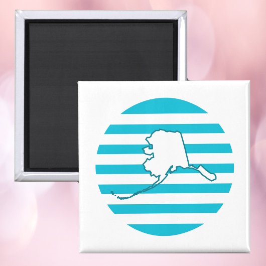 Aimant Alaska State Outline Retro Blue Circle
