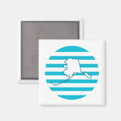 Aimant Alaska State Outline Retro Blue Circle (Recto/Verso)