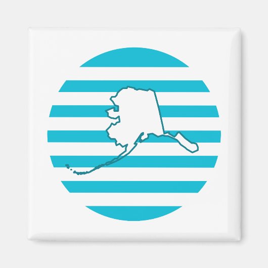 Aimant Alaska State Outline Retro Blue Circle (Devant)