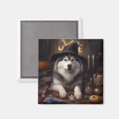 Aimant Alaskan Malamute Citrouilles Halloween effrayant (Recto/Verso)