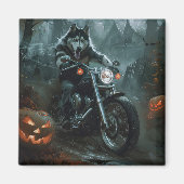 Aimant Alaskan Malamute équitation moto Halloween effraya (Devant)