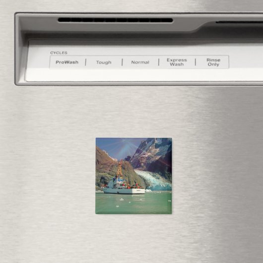 Aimant Alaskan Mountain View avec bateau (In Situ (Lave-vaisselle))