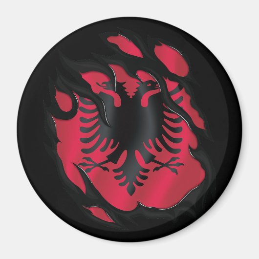 Aimant Albanie Drapeau déchiré (Devant)