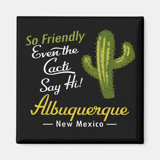 Aimant Albuquerque Cactus Funny Retro (Devant)