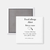 Aimant Alerte d'allergie alimentaire ajouter le nom texte (Recto/Verso)