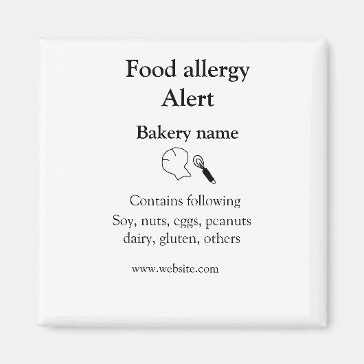 Aimant Alerte d'allergie alimentaire ajouter le nom texte (Devant)