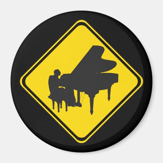 Aimant Alerte : Joueur de piano à l'avant ! (Devant)