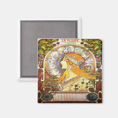 Aimant Alfons Mucha 1896 Zodiac (Recto/Verso)