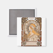 Aimant Alfons mucha Zodiaque ou La Plume (Recto/Verso)