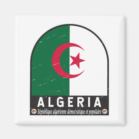 Aimant Algérie - Emblème du drapeau Vintage (Devant)