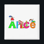 Aimant Alice<br><div class="desc">Un groupe heureux et diversifié de petits enfants escalade sur les filles nom ALICE.</div>