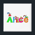 Aimant Alice<br><div class="desc">Un groupe heureux et diversifié de petits enfants escalade sur les filles nom ALICE.</div>
