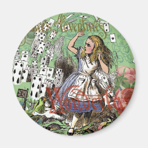Aimant alice cartes d'aventure merveilleux chapeau lapin