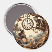 Aimant Alice & Cheshire Cat: Whimsical Wonderland Fantasy (Recto/Verso)