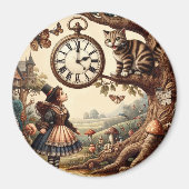 Aimant Alice & Cheshire Cat: Whimsical Wonderland Fantasy (Devant)