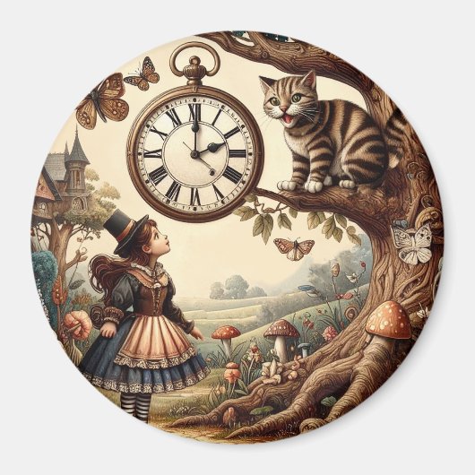 Aimant Alice & Cheshire Cat: Whimsical Wonderland Fantasy (Devant)