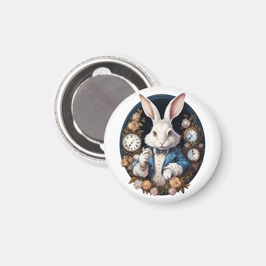 Aimant Alice lapin blanc dans Wonderland Montres et rose (Recto/Verso)
