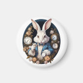 Aimant Alice lapin blanc dans Wonderland Montres et rose (Devant)