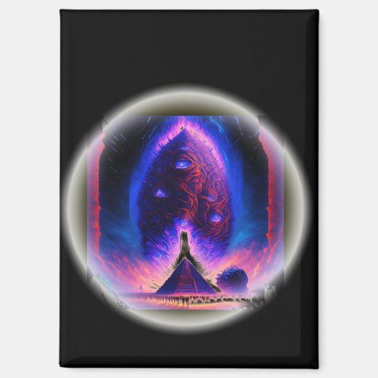 Aimant Alien Cocoon Hovers Au-Dessus De Pyramide Crowd Wa (Recto)