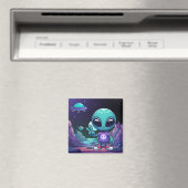 Aimant Alien de paix mignon et vaisseau spatial (In Situ (Lave-vaisselle))