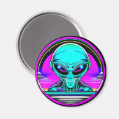 Aimant Alien extra-terrestre volant un OVNI (Recto/Verso)