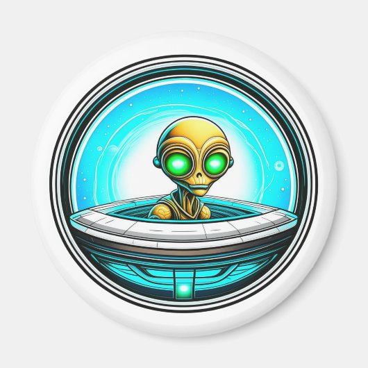 Aimant Alien extra-terrestre volant un OVNI (Devant)