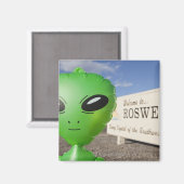 Aimant Alien gonflable avec Bienvenue à Roswell connectez (Recto/Verso)