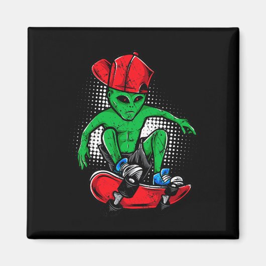 Aimant Alien Skateboarder Tee Ufo's Believer Skateboardin (Devant)