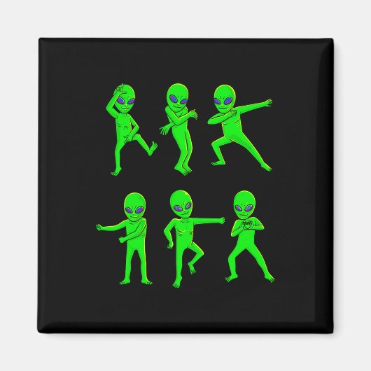Aimant Aliens dansants Halloween Vert Alien Danse Enfants (Devant)