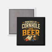 Aimant Alimenté par cornhole et bière drôle de tailgate (Recto/Verso)