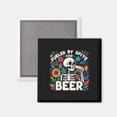Aimant Alimenté par l'animosité et la bière Halloween squ (Recto/Verso)