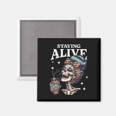Aimant Alive Skeleton Halloween Leopard Messy Bun Femmes  (Recto/Verso)
