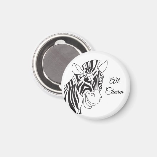 Aimant "All Charm" Zebra Vive Noir & Blanc tendance (Recto/Verso)