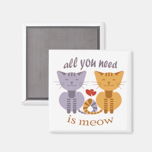 Aimant All you need is meow Valentine cats (Recto/Verso)