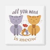 Aimant All you need is meow Valentine cats (Devant)