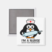 Aimant allaitant drôle avec infirmière pingouin mi (Recto/Verso)