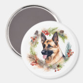 Aimant Allemand Berger Noël Wreath Festive Pup (Recto/Verso)