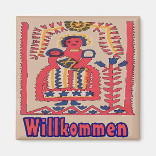 Aimant Allemand Bienvenue Folk Mère et enfant