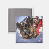 Aimant Allemand Shepard Recherche et Secourt dans la neig (Recto/Verso)