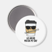 Aimant Aller devant Mocha Ma journée Funny Coffee Pun (Recto/Verso)