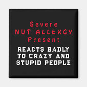 Aimant Allergie sévère à la noix présente - Réagit mal (Devant)