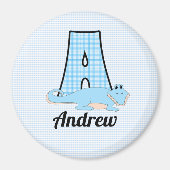 Aimant Alligator en bleu avec Monogramme A (Devant)